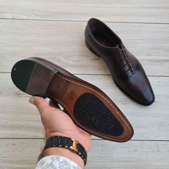 Handmade Patina Leather Men\'s Oxford